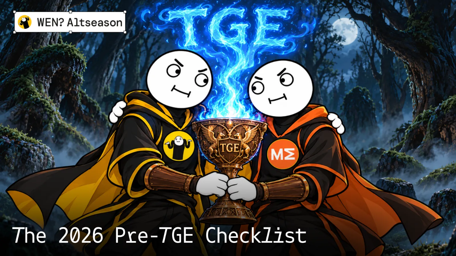 WenAltSeason and Medici Expert mascots holding a TGE goblet together